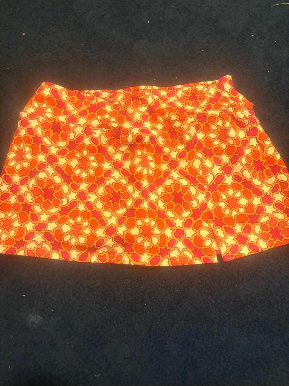 Lands' End Orange and Pink Geometric Floral Swim Skirt